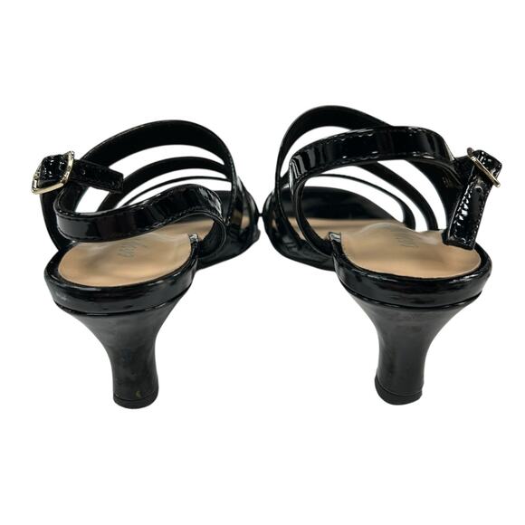 Easy Street Black Patent Leather Como Open Toe Strappy Heeled Sandal Womens 6 - Picture 7 of 8